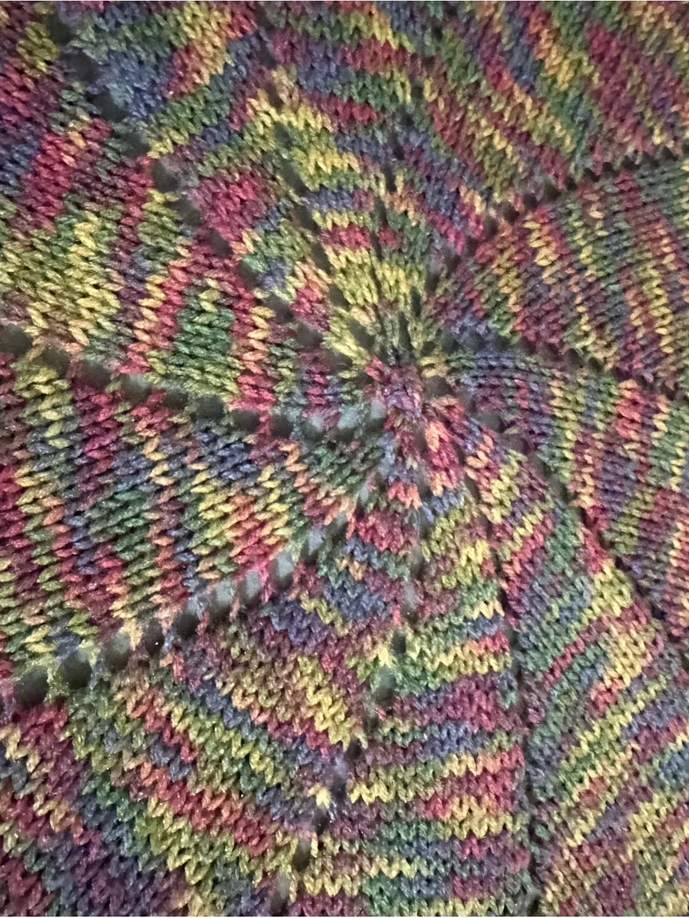 Hand-Knitted Round Pinwheel Baby Blanket / Lap Throw (~38